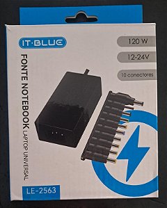 Fonte Carregador para Notebook Universal Bivolt 120W LE-2563 - It Blue