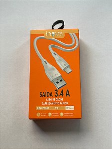 Cabo INOVA - USB v8  - 3.4A - 1 Metro -