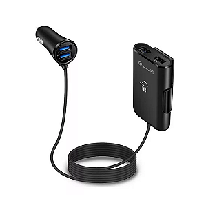 Carregador Veicular Turbo 4 Usb Uber  2 Metro Extensão Grátis  uma Camiseta dia do motorista