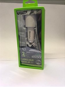 Carregador Veicular 36w - X-cell XC-V11USB 4.0A - Branco 2 SAIDAS