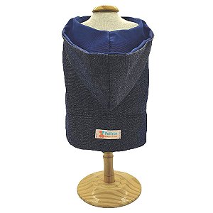 Roupa Pet para Cães Capa Blusa Pet Capuz Impetus Jeans Forrada Petisco