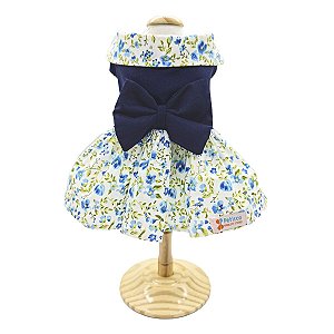 Vestido Pet Pax em Tricoline e Microfibra Estampa Floral com Laço