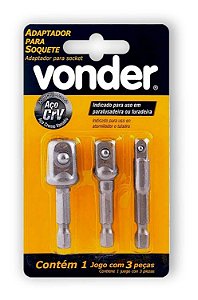 Adaptador p/ soquetes jogo 3 peças -Vonder