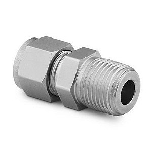 Conector macho BSP Dupla Anilha em Aço Inox 316