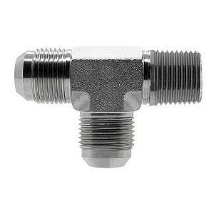 Te Macho NPT Lateral JIC 37 em Aço Inox 316