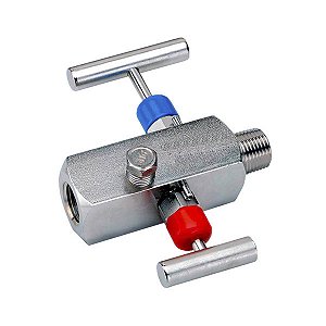 Manifold 2 vias Macho Fêmea NPT 6500 PSI Inox 316