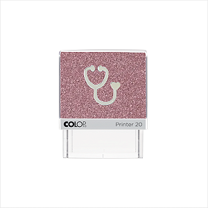 Carimbo Glitter Rosa Pastel com Estetoscópio