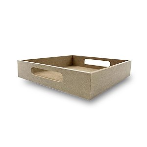 Bandeja MDF Cru C/ furação alça - 40x40x6cm