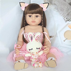 Boneca Bebê Reborn Silicone Gatinha