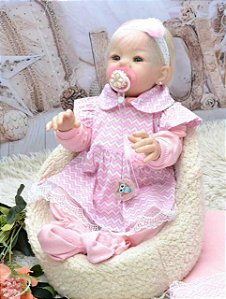 Boneca Bebê Reborn Toda de Silicone Carol