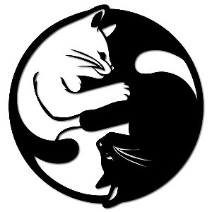 Aplique de Parede Gatos Yin Yang em Madeira