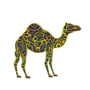 Quadro Decorativo 3D Camelo Huanaco Em Madeira