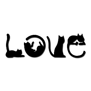 Aplique de Parede Gato Love Cat Em Madeira