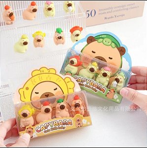 CARTELA COM 4 BORRACHAS CAPIVARA FOFA