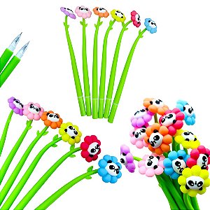 CANETA GEL PANDA FLOR FLEXIVEL