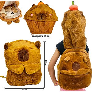 MOCHILA COM TOUCA CAPIVARA