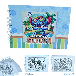 LIVRO DE COLORIR CAPA DURA / CAPA HOLOGRAFICA / 50 FLS - MODELO STITCH