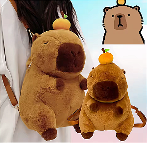 MOCHILA DE CAPIVARA PELUCIA COM FRUFRU CABEÇA - UNIDADE