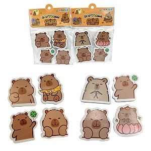 CARTELA 4 BORRACHAS RECORTADA CAPIVARA