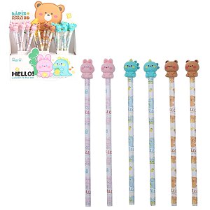 LAPIS CUTE COM BORRACHA ANIMAIS HELLO! 7317
