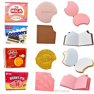 BLOCO DE ANOTAÇÕES PERFUMADO CHEIRO BISCOITOS  FAMOSOS - 4 PEÇAS