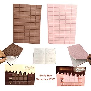 CADERNO GRANDE PAUTADO CHEIRO DE CHOCOLATE - 80 FLS / CORES DIVERSAS