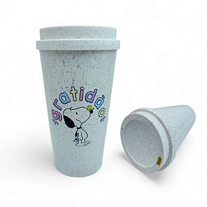 COPO PLASTICO FIBRA ARROZ COM TAMPA 550 ML - SNOOPY GRATIDÃO