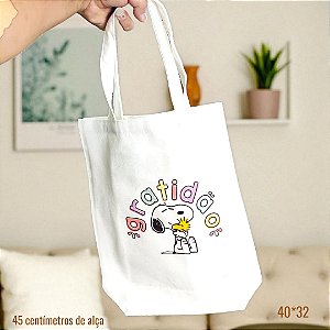 SACOLA EM ALGODÃO REFORÇADO SNOOPY GRATIDÃO