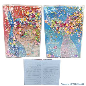 CADERNO SEREIA COM LANTEJOULAS - UNIDADE