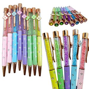 CANETA LUXO CRISTAIS CANDY - UNIDADE CORES DIVERSAS ( CORPO METAL)