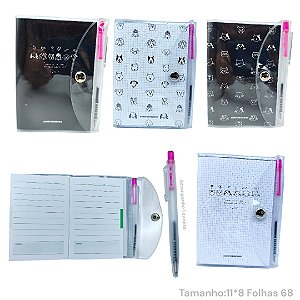 CADERNETA COM CANETA PRETO / BRANCO PETS 3777- UN