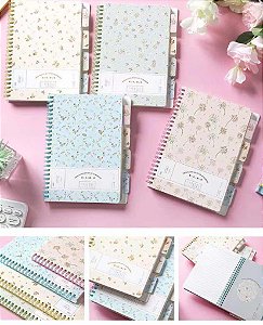 CADERNO CAPA DURA FLORAL DELICADO - UN CORES DIVERSAS