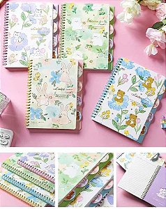 CADERNO CAPA DURA FLORAL PETS LISTEN - UN CORES DIVERSAS