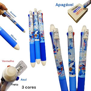 CANETA 3 CORES - APAGÁVEL - GRAMPO STITCH