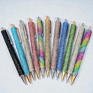 CANETA STRASS LUXO - CORES DIVERSAS