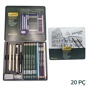 KIT DESENHO PROFISSIONAL COM ESTOJO DE LATA