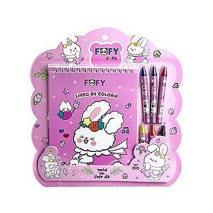 KIT COELHO COM GIZ E LIVRO COLORIR -FF6207