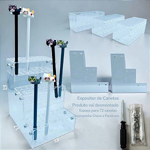 EXPOSITOR DE ACRILICO PARA 72 CANETAS