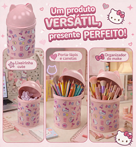Lixeira de mesa/ Porta Treco Hello Kitty Estampadinha