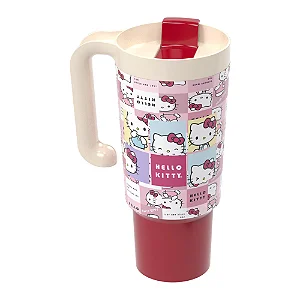 Copo tumbler Plastico Forte 650ml - Hello Kitty com Alça e Tampa
