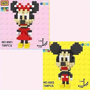Blocos de Montar tipo lego Mickey e MInnie - 2 peças