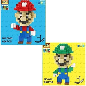 Blocos de Montar tipo lego Mario e Luigi - 2 peças