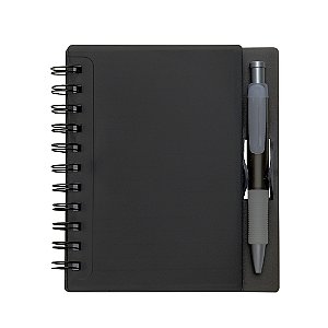 CADERNETA PLASTICA COM CANETA PRETO FOSCO COD 39111 P