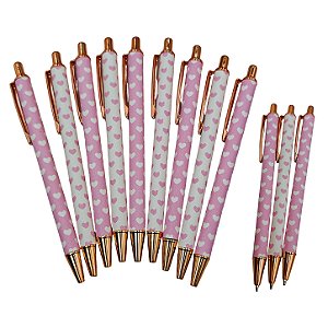 CANETA LUXO METAL CORAÇÃO ROSA CANDY