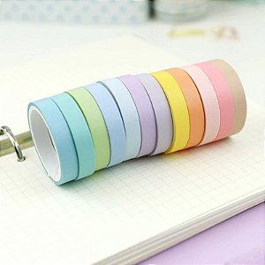 WASHI TAPE FINE CANDY COLORS - 12 CORES
