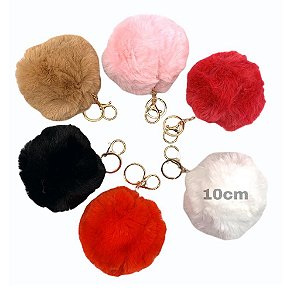 KIT CHAVEIRO POMPOM LUXO GRANDE - 3 PEÇAS CORES DIVERSAS