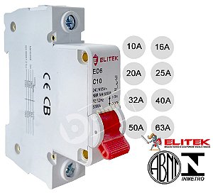 Disjuntor Unipolar Mono 1 Polo 10A até 63A