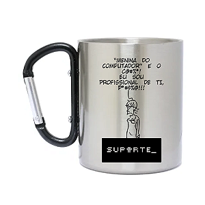 Caneca Inox com Mosquetão Menina do Computador