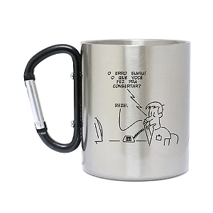 Caneca Inox com Mosquetão Rezei