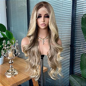 LACE FRONT JADE LOIRO ESCURO COM MECHAS 13 x 4  HD